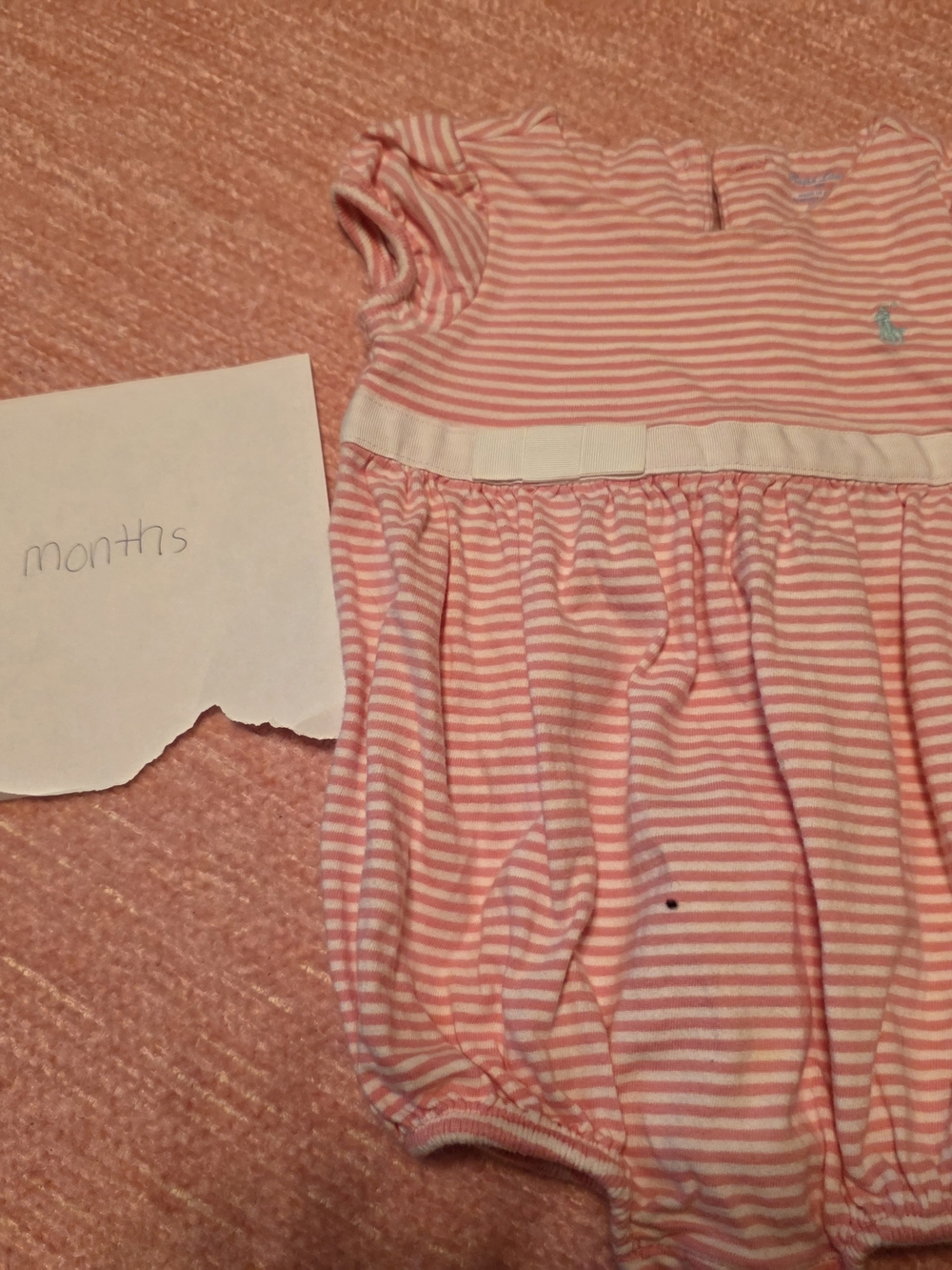 Ralph Lauren Pink & White Striped Infant Bubble Romper